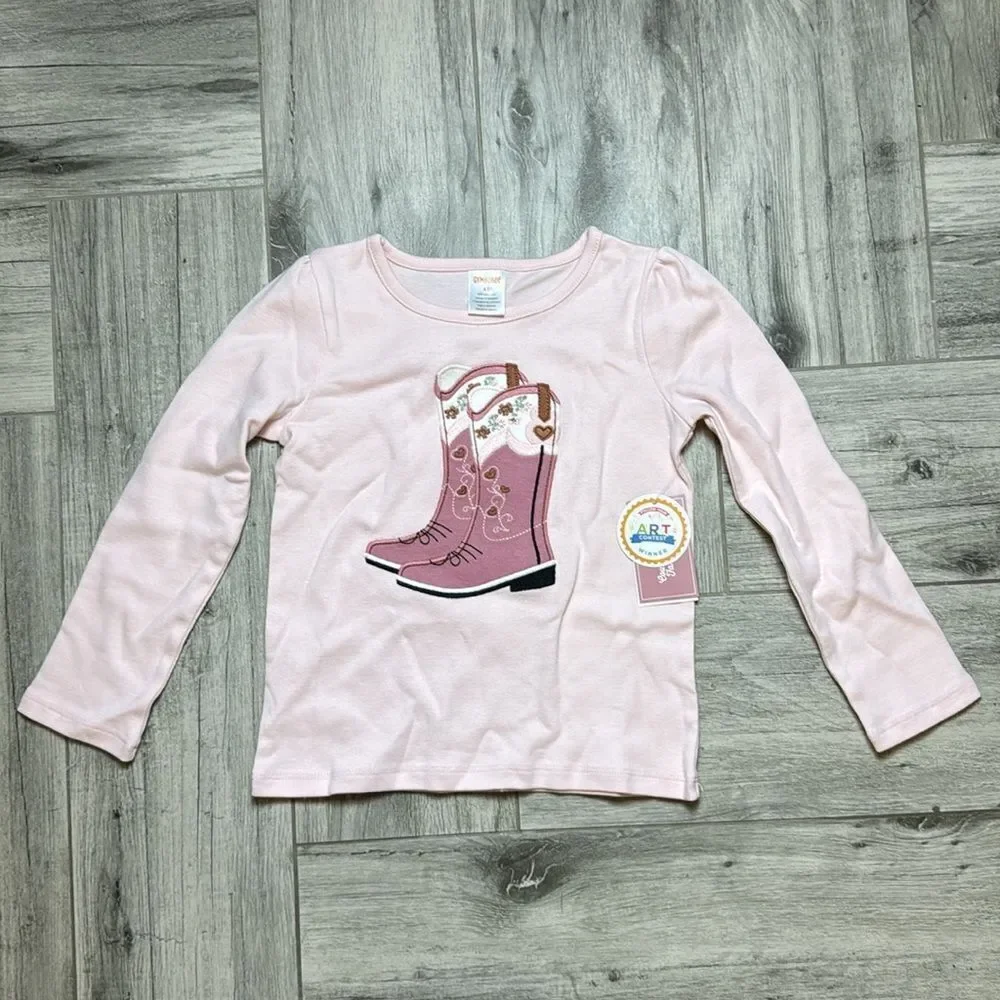 Gymboree Girls Rosebud Embroidered Design Cotton Long Sleeve T-Shirt Size 4T NWT